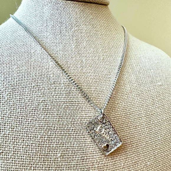 DIOR Silver Playing Card Necklace - Picture 1 of 7